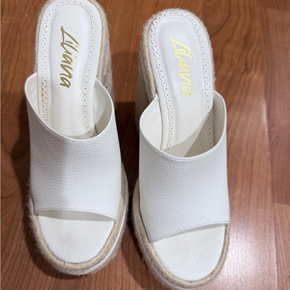 Liliana Cream Wedge Mules